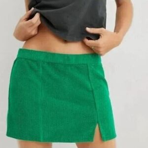 Aerie Corduroy Micro Mini Skirt In Green Size XS